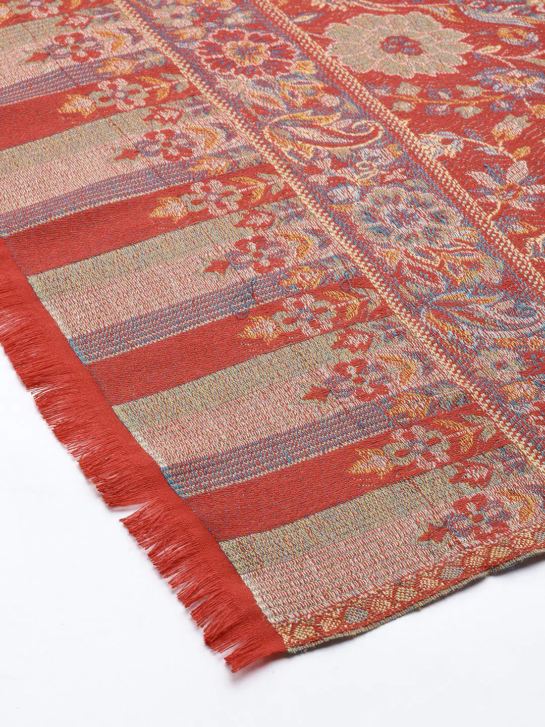 Women Maroon Woven Design Jamawar Shawl - Signet Sacarves