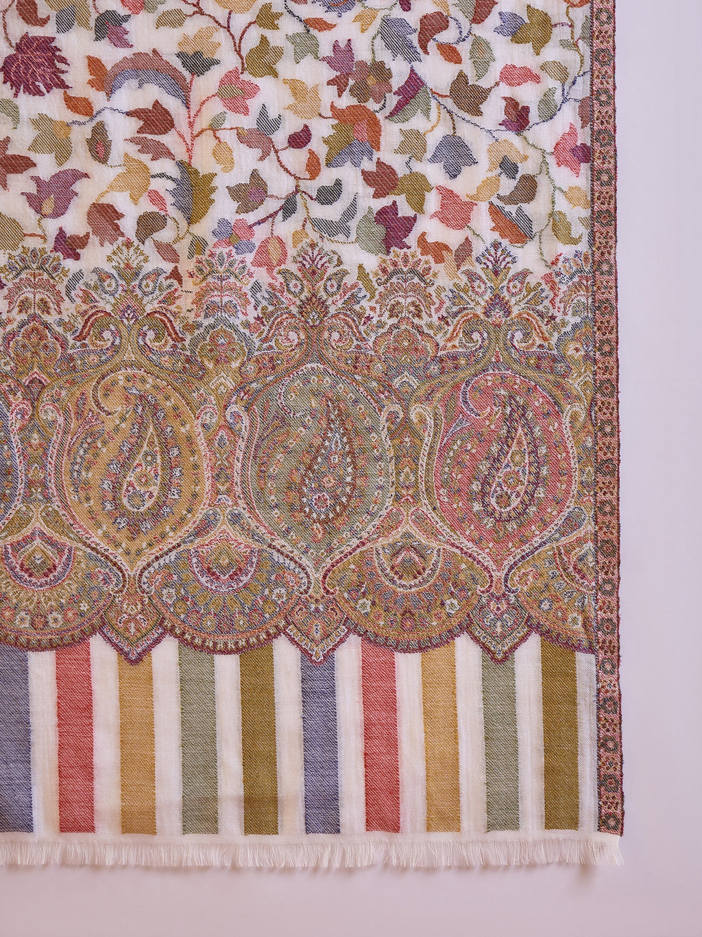 White Kashmiri Jaal Stole