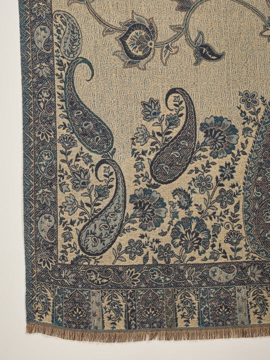 Ethnic Jamawar blue shawl