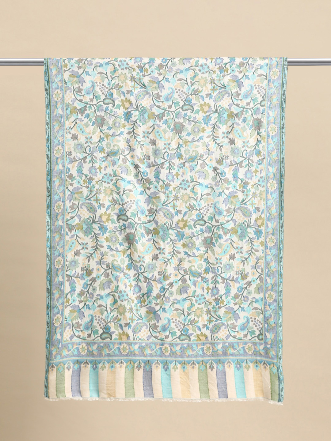 White Kashmiri Kaani Stole