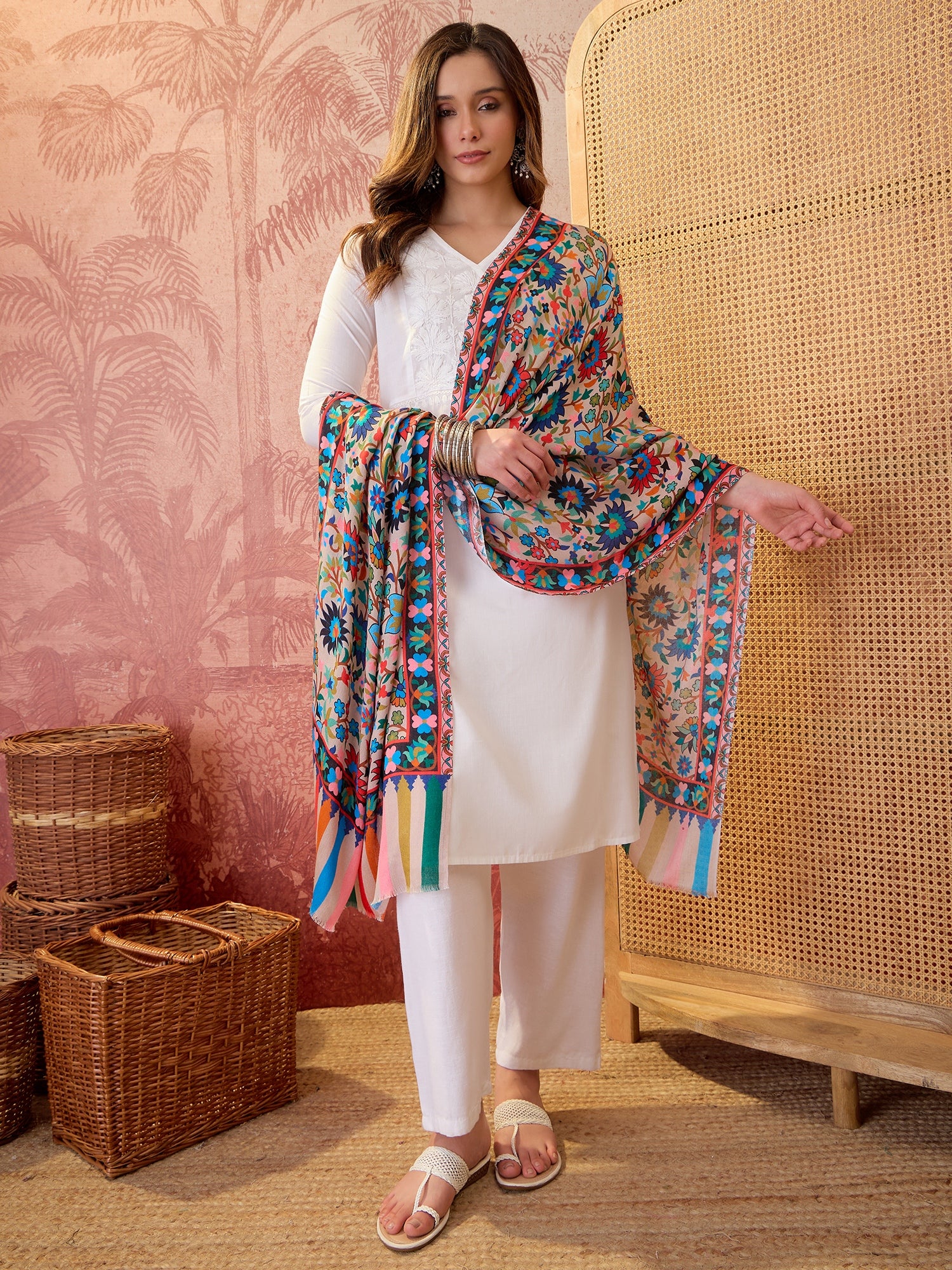 Women Floral Printed Modal Stole