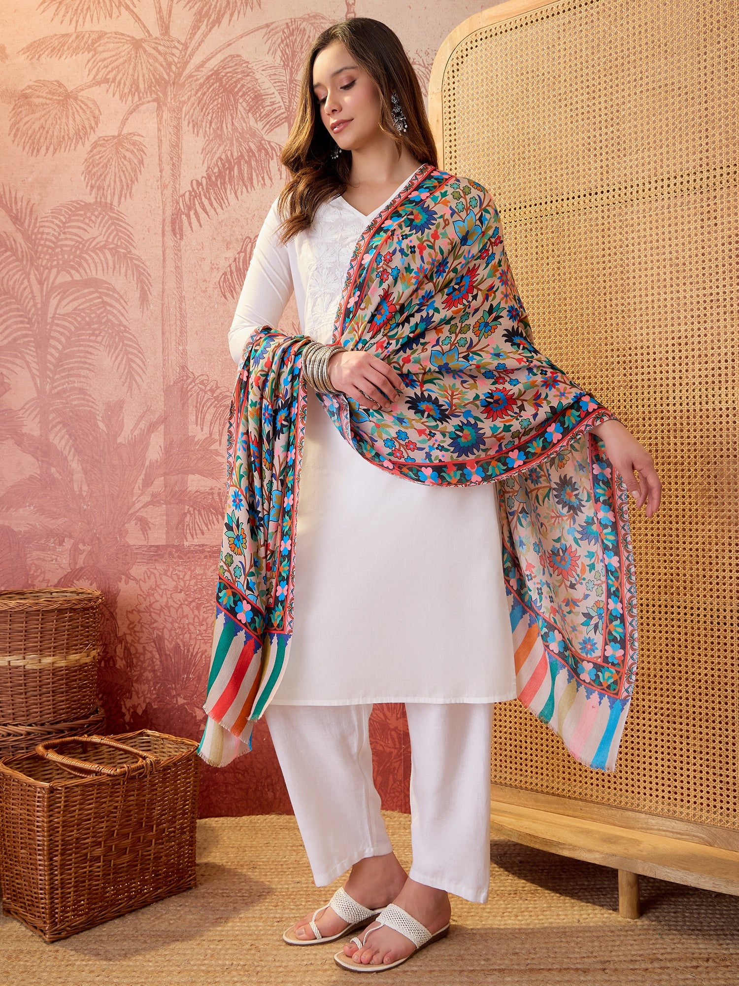 Women Floral Printed Modal Stole