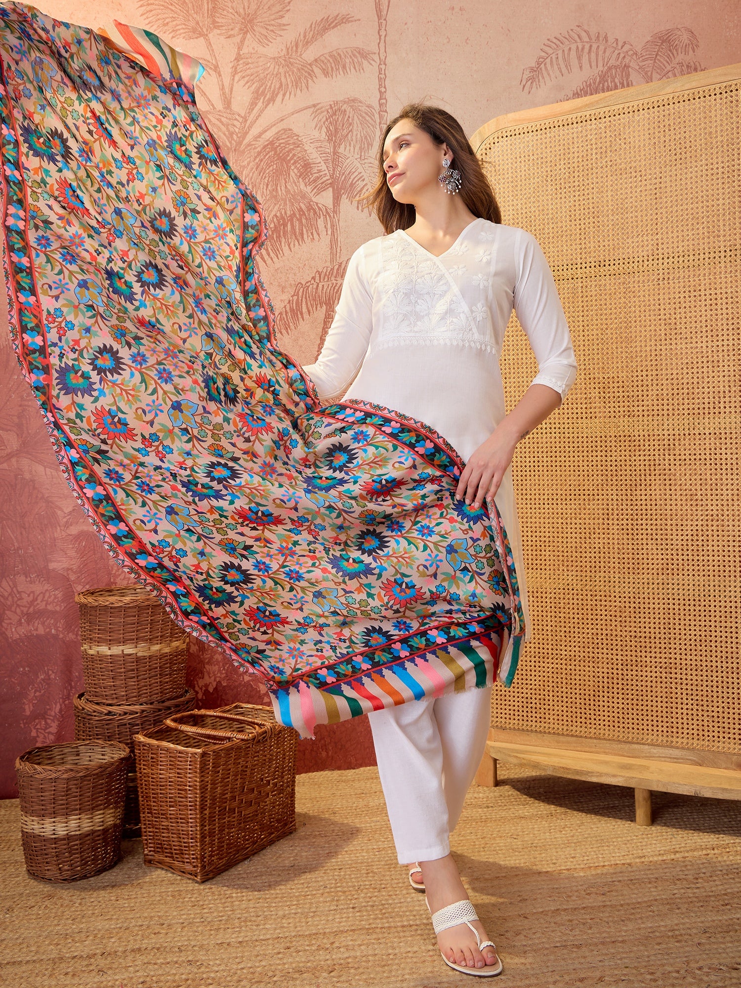 Women Floral Printed Modal Stole