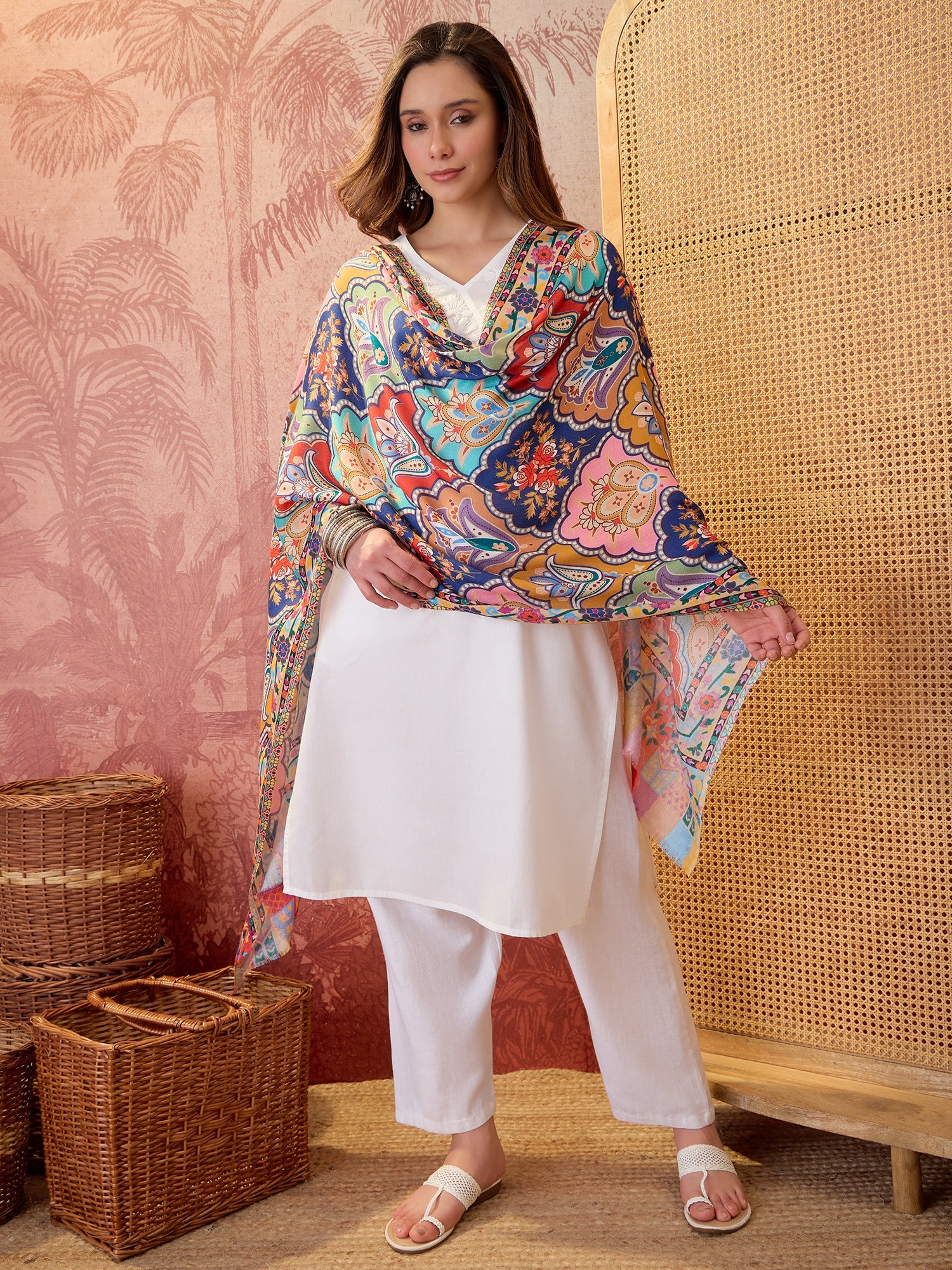 Women Floral Printed Modal Stole