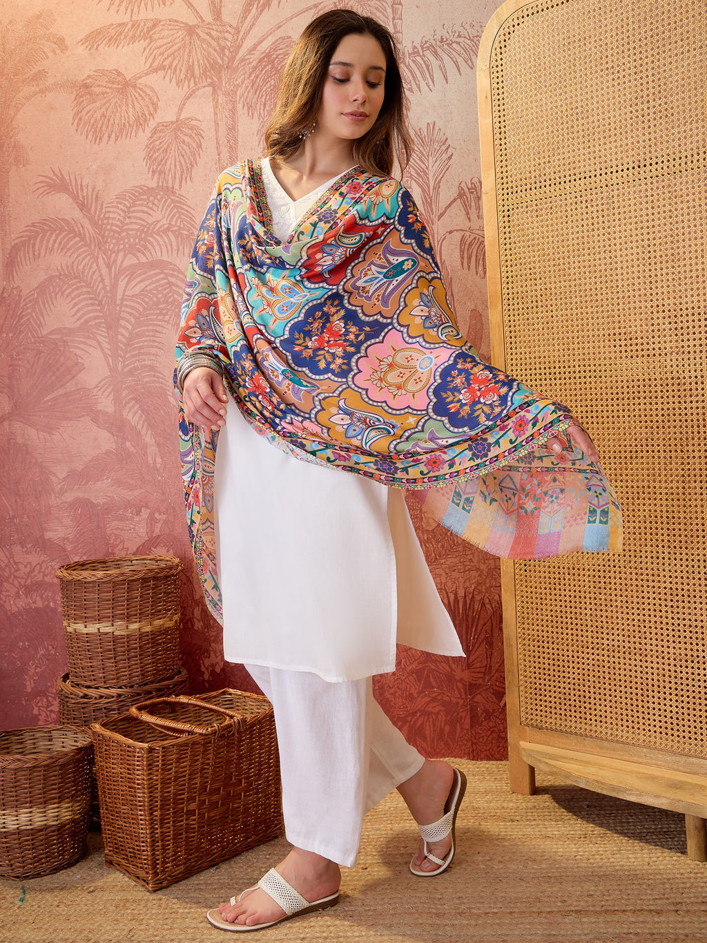 Women Floral Printed Modal Stole