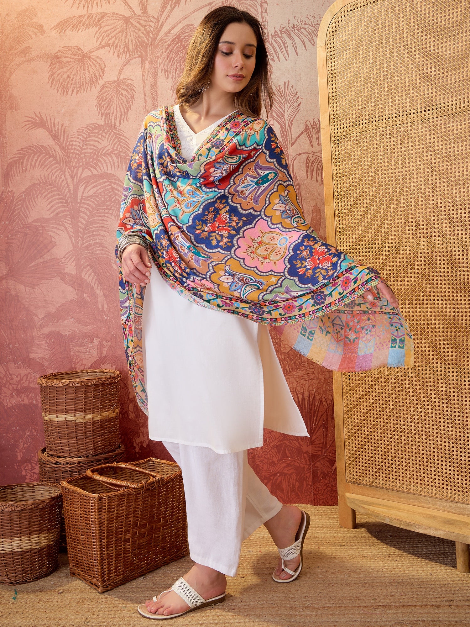 Women Floral Printed Modal Stole