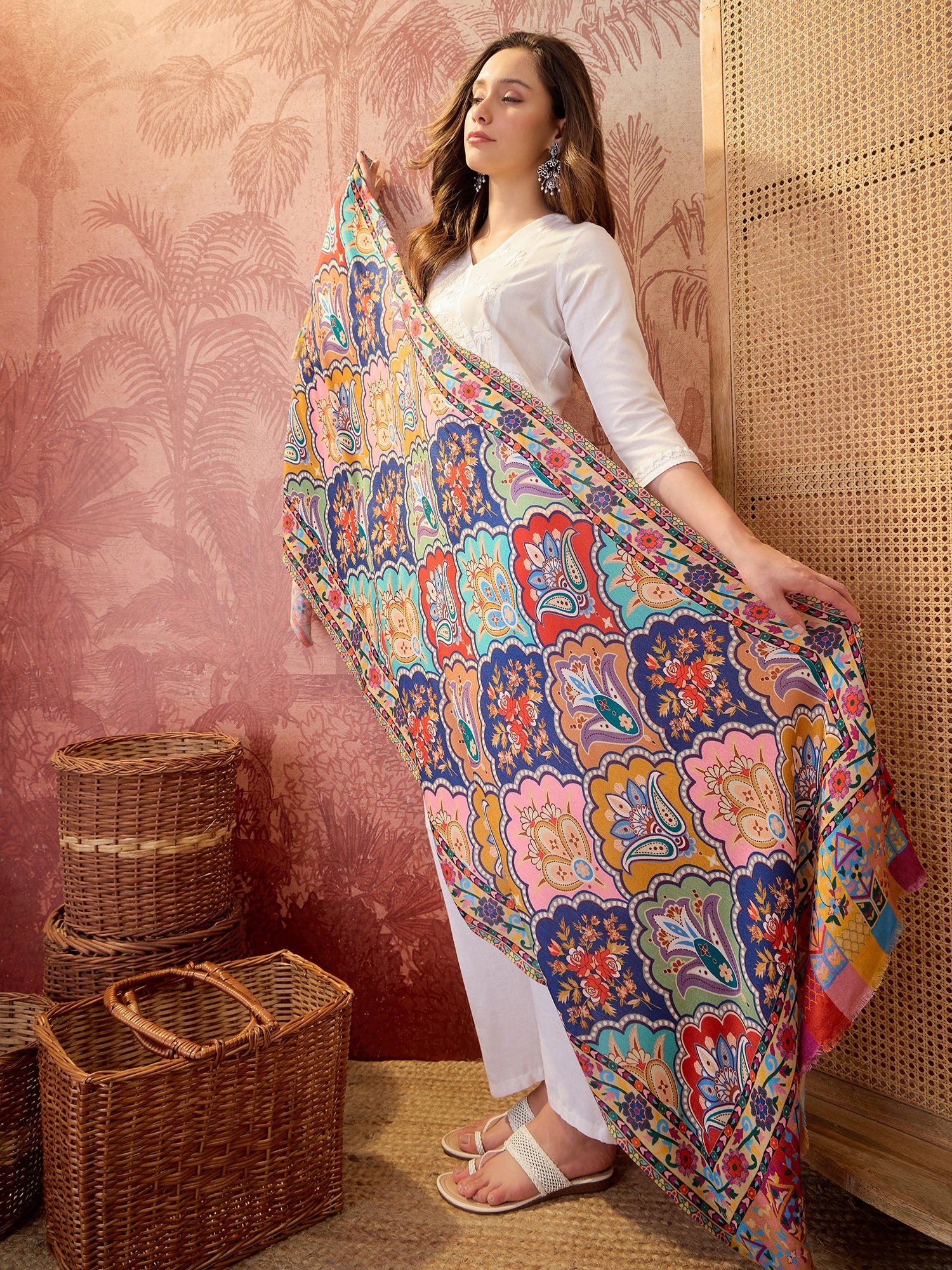 Women Floral Printed Modal Stole