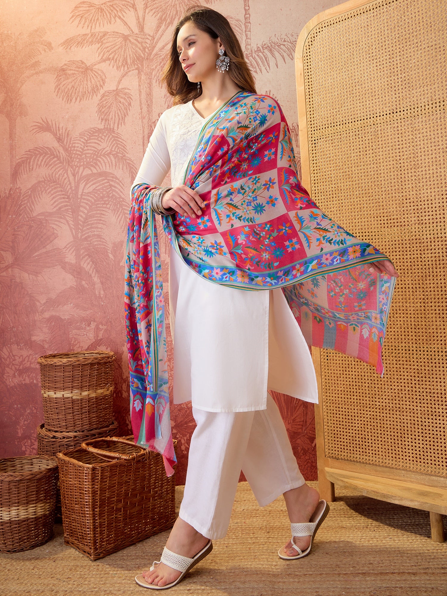 Women Floral Printed Modal Stole