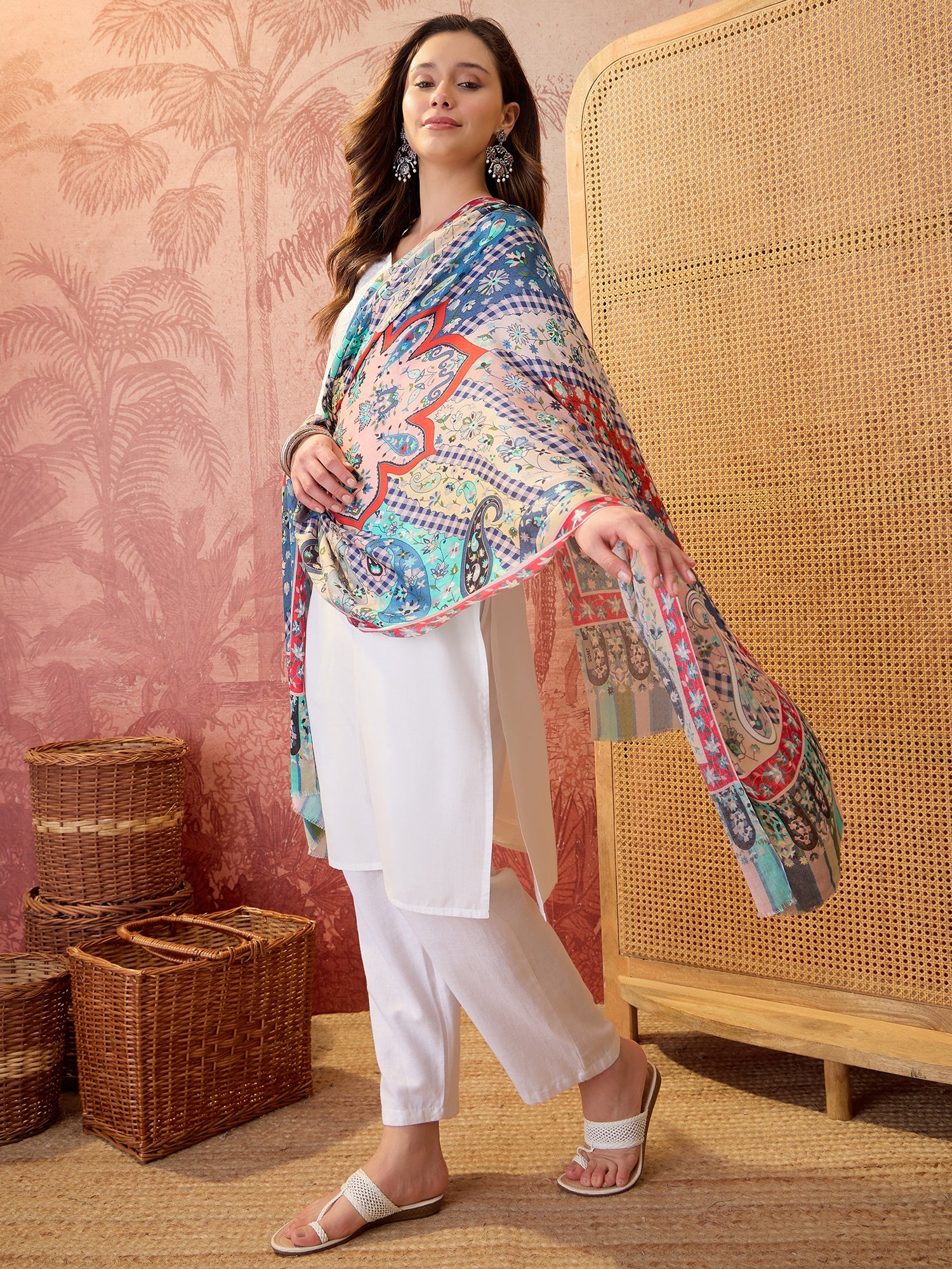 Women Floral Printed Modal Stole