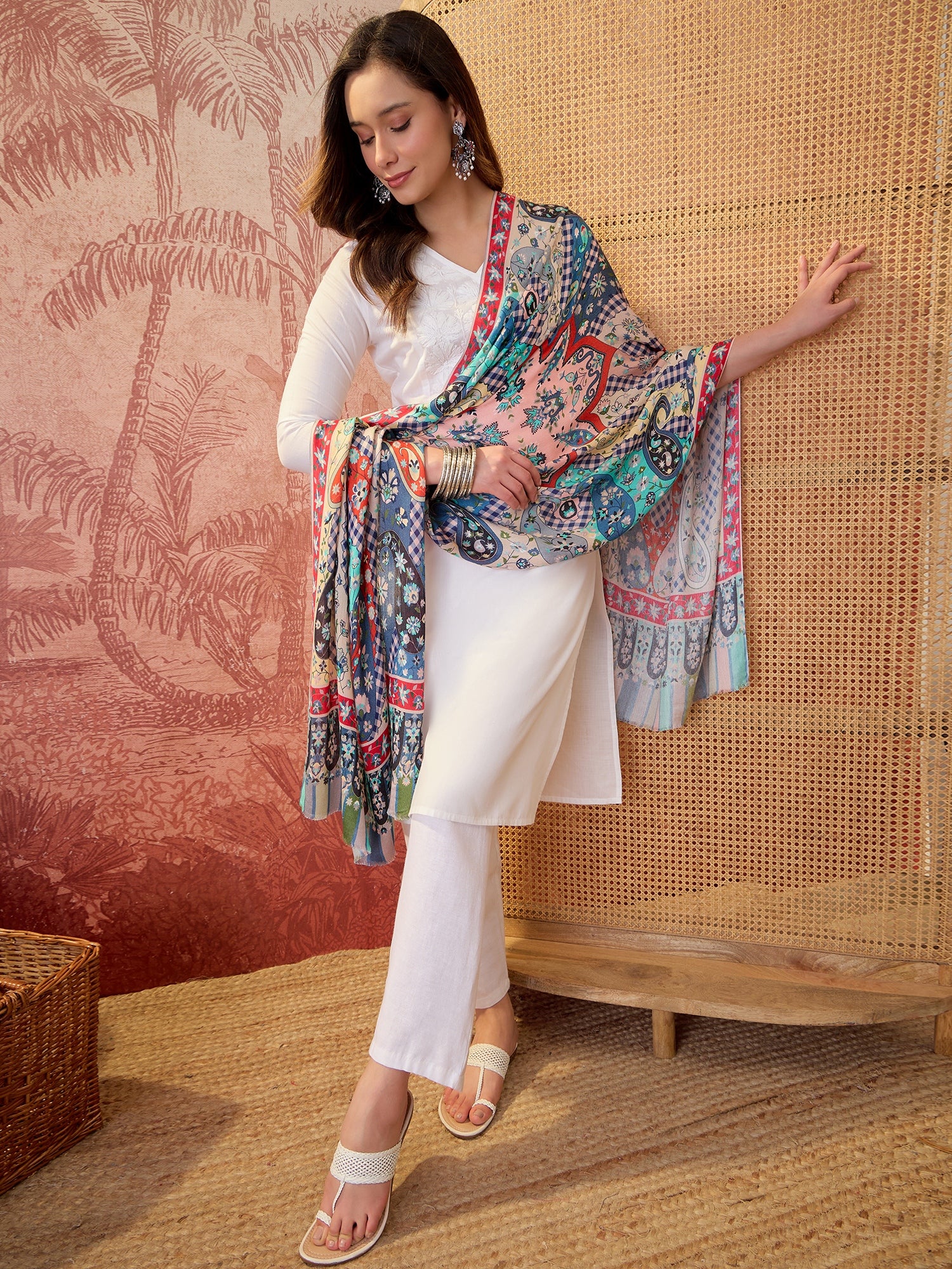 Women Floral Printed Modal Stole