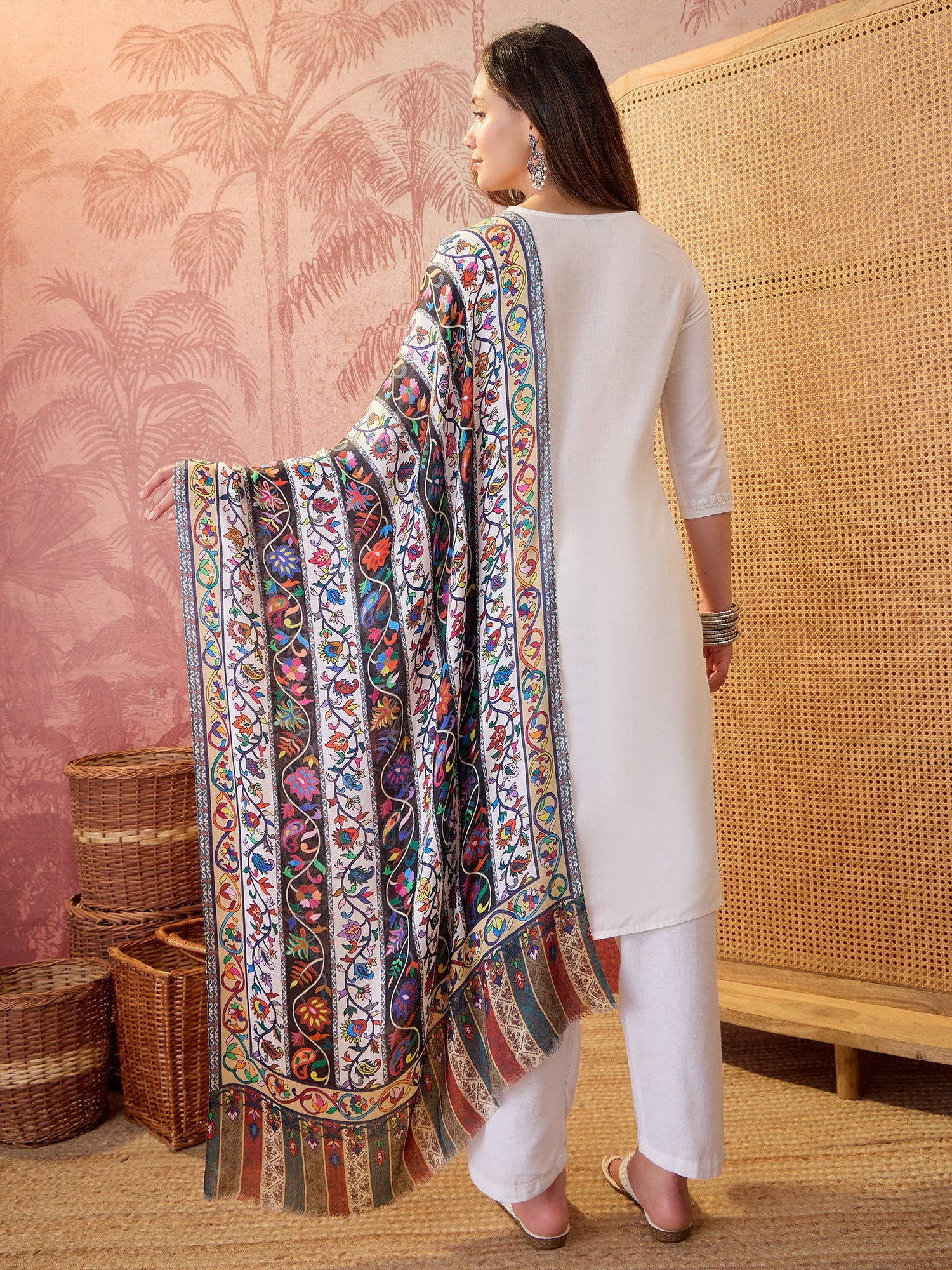 Women Floral Printed Modal Stole