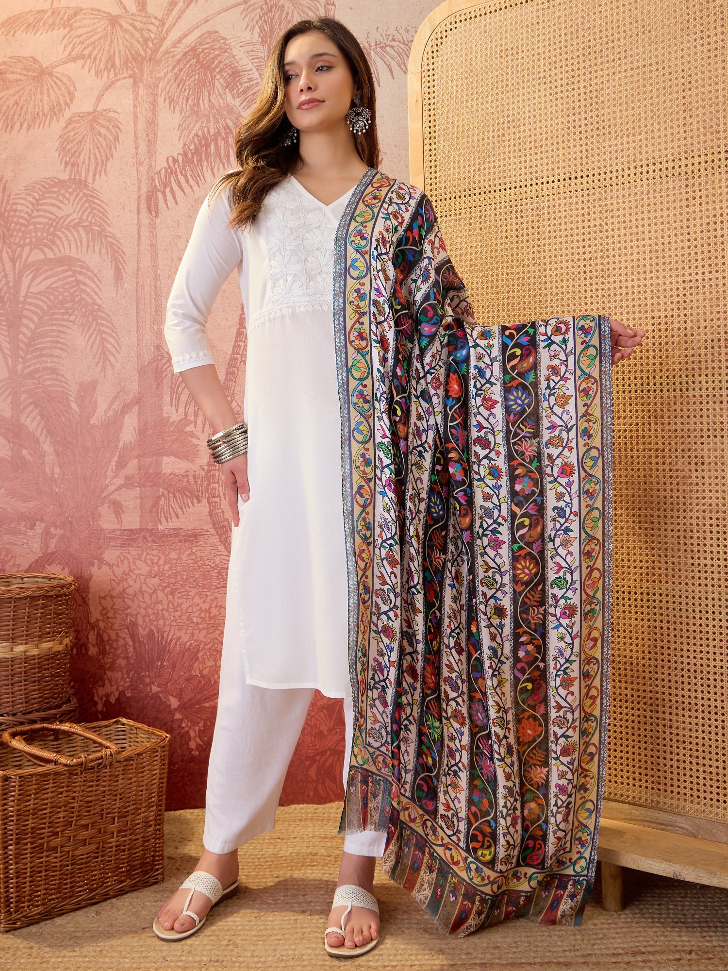 Women Floral Printed Modal Stole