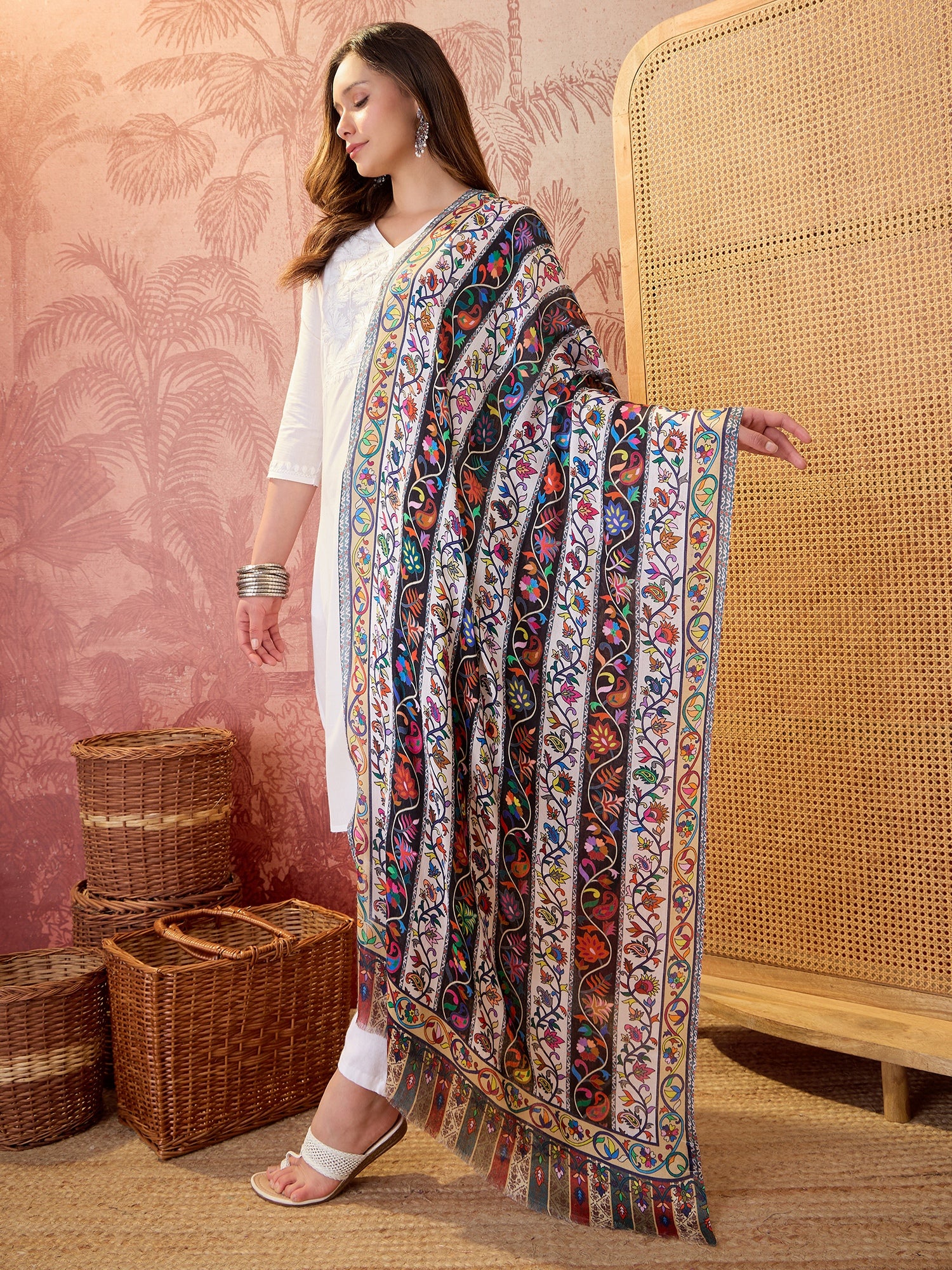 Women Floral Printed Modal Stole