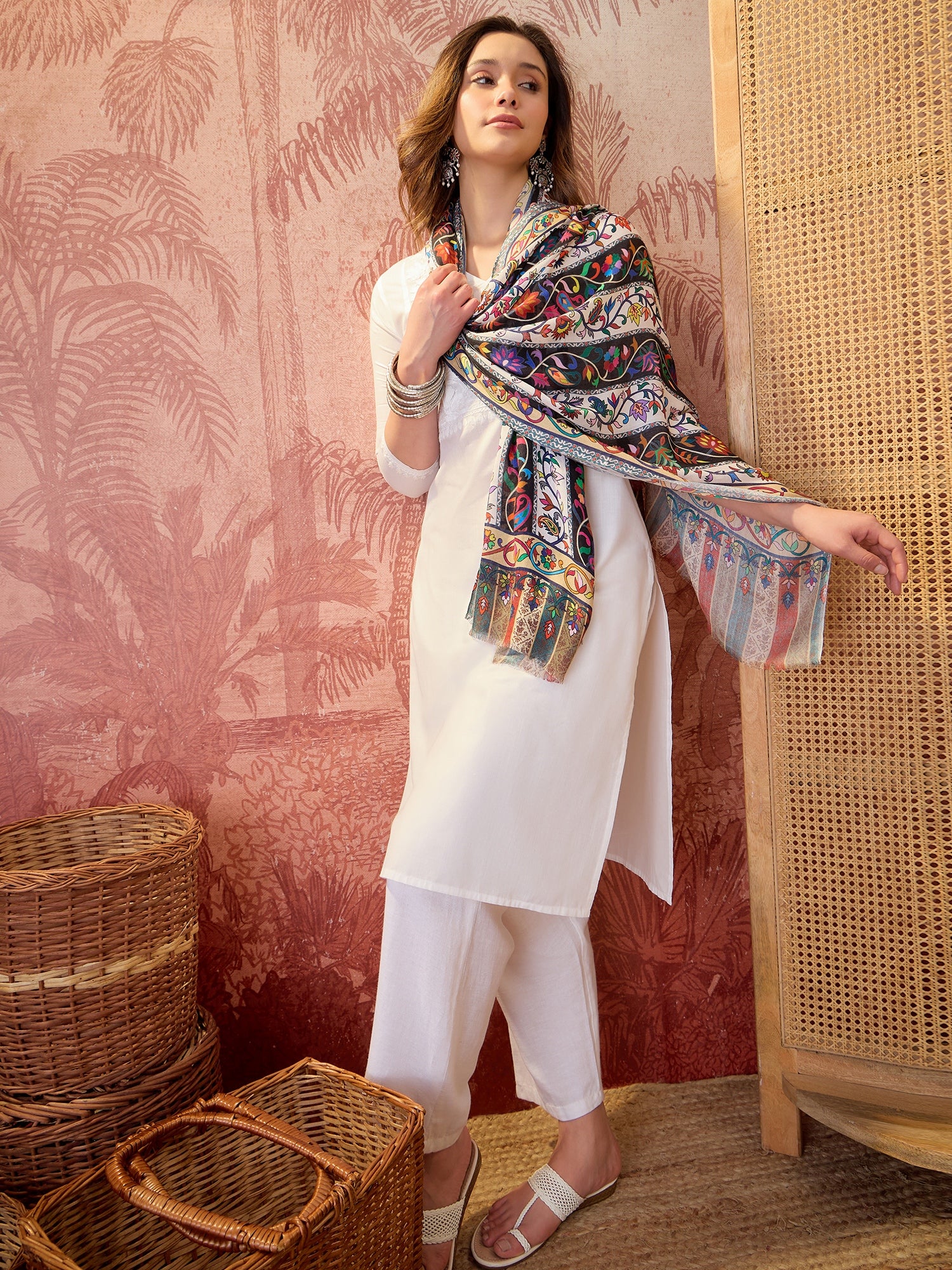 Women Floral Printed Modal Stole