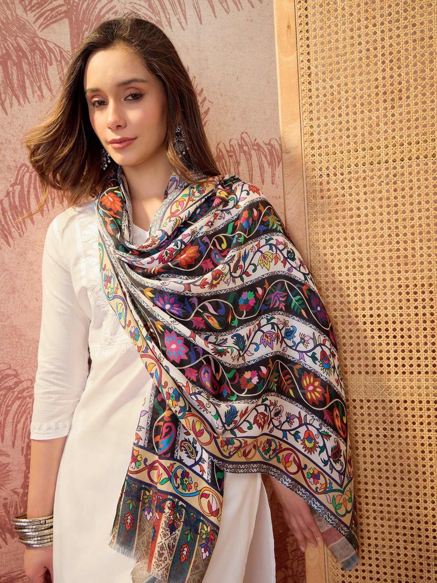 Women Floral Printed Modal Stole