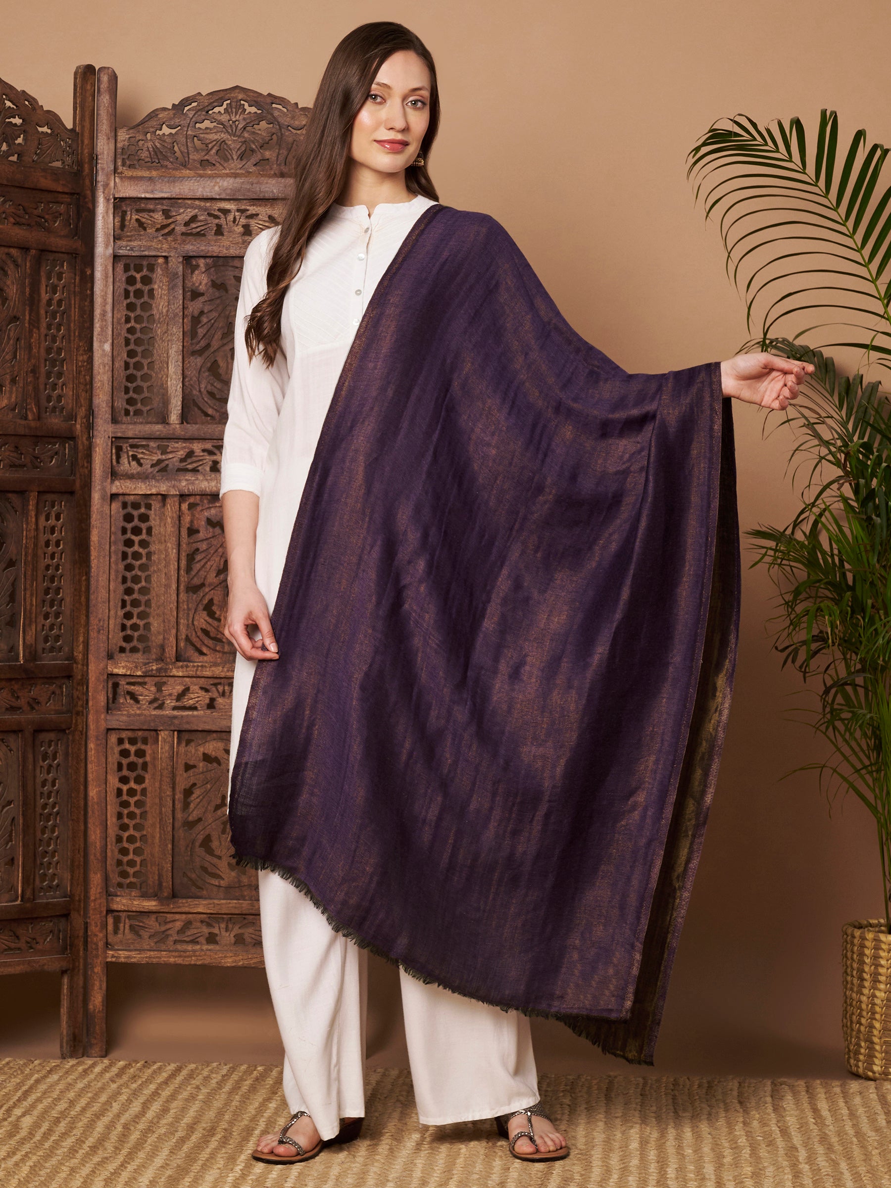 Zari Reversible Stole - Blue