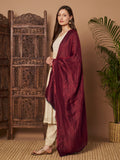 Zari Geometric Reversible Stole - Maroon