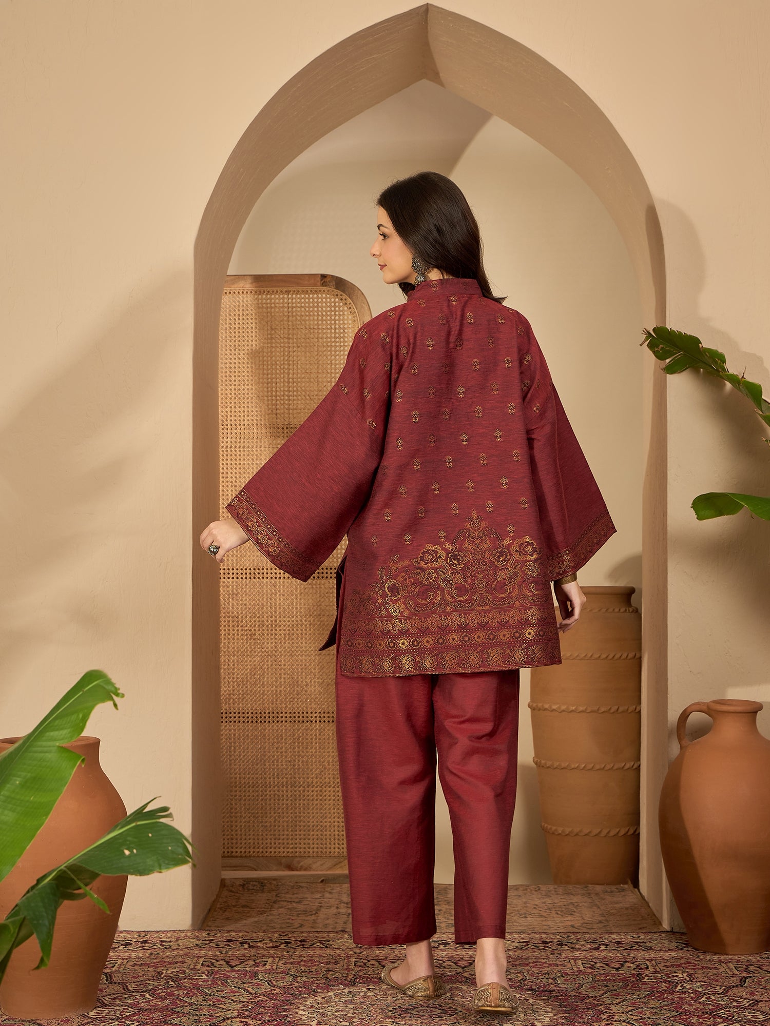 Women Maroon Co-ord Set