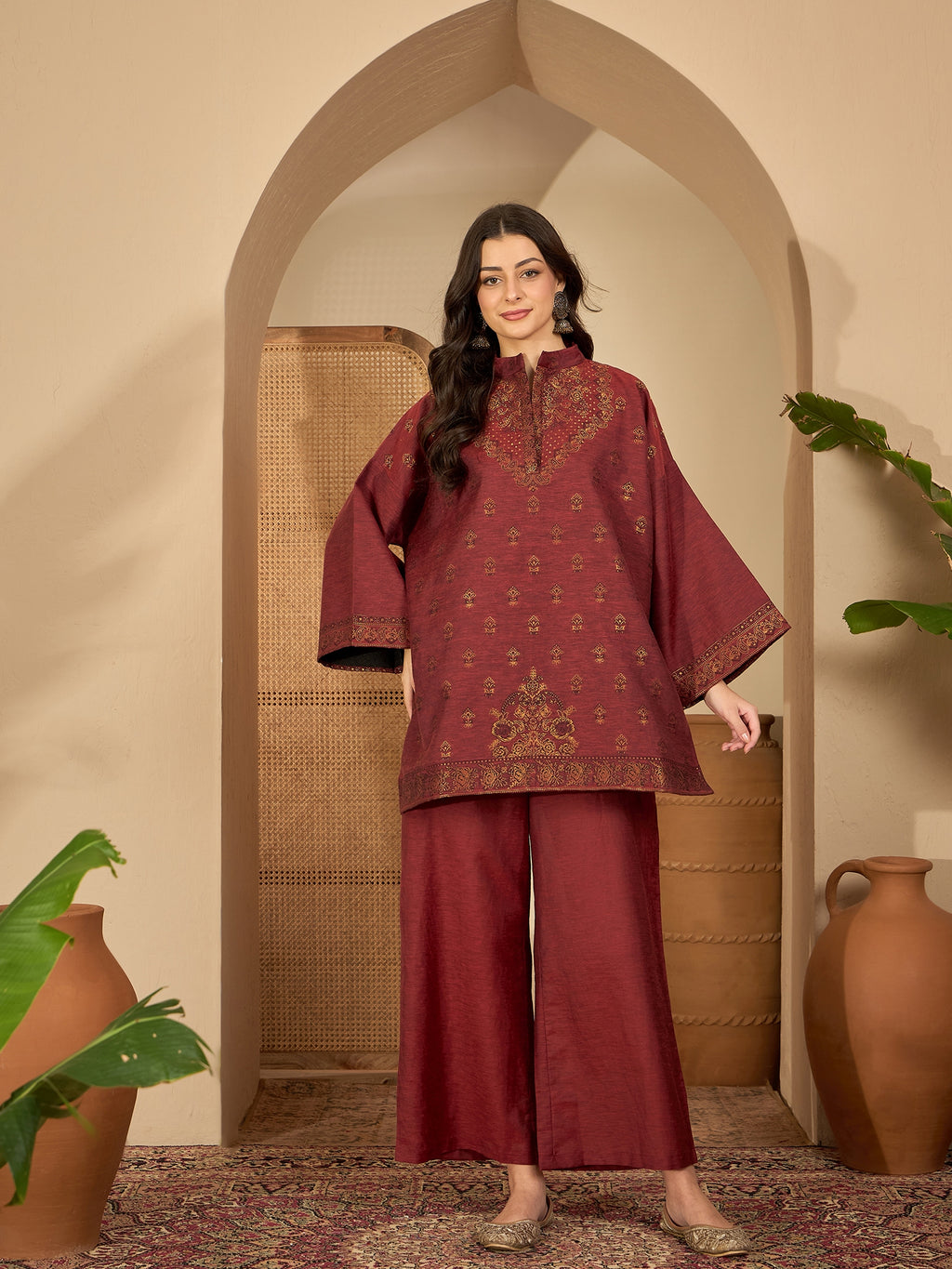 Women Maroon Co-ord Set