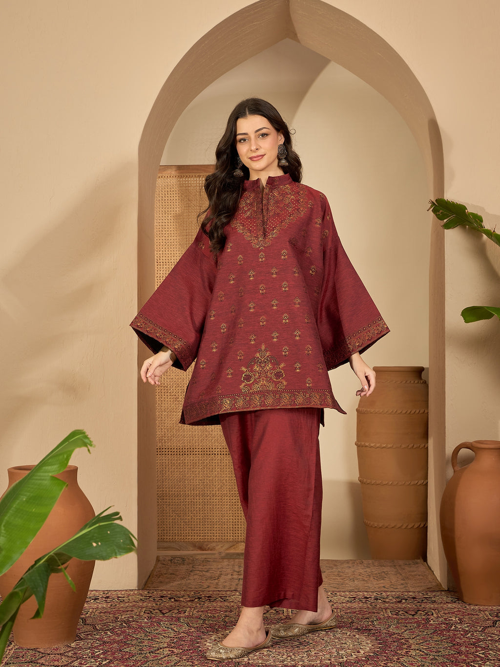 Women Maroon Co-ord Set