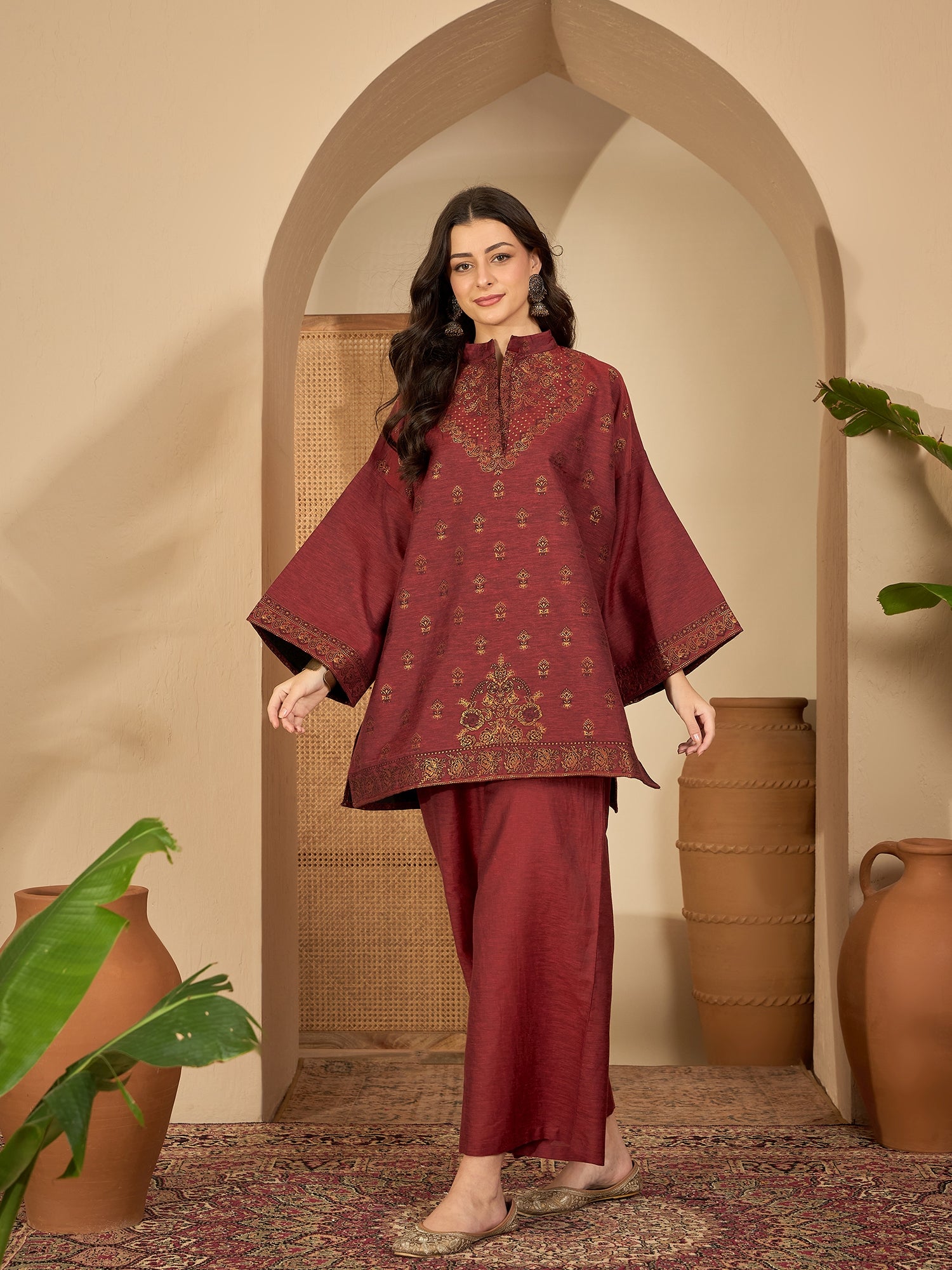 Women Maroon Co-ord Set