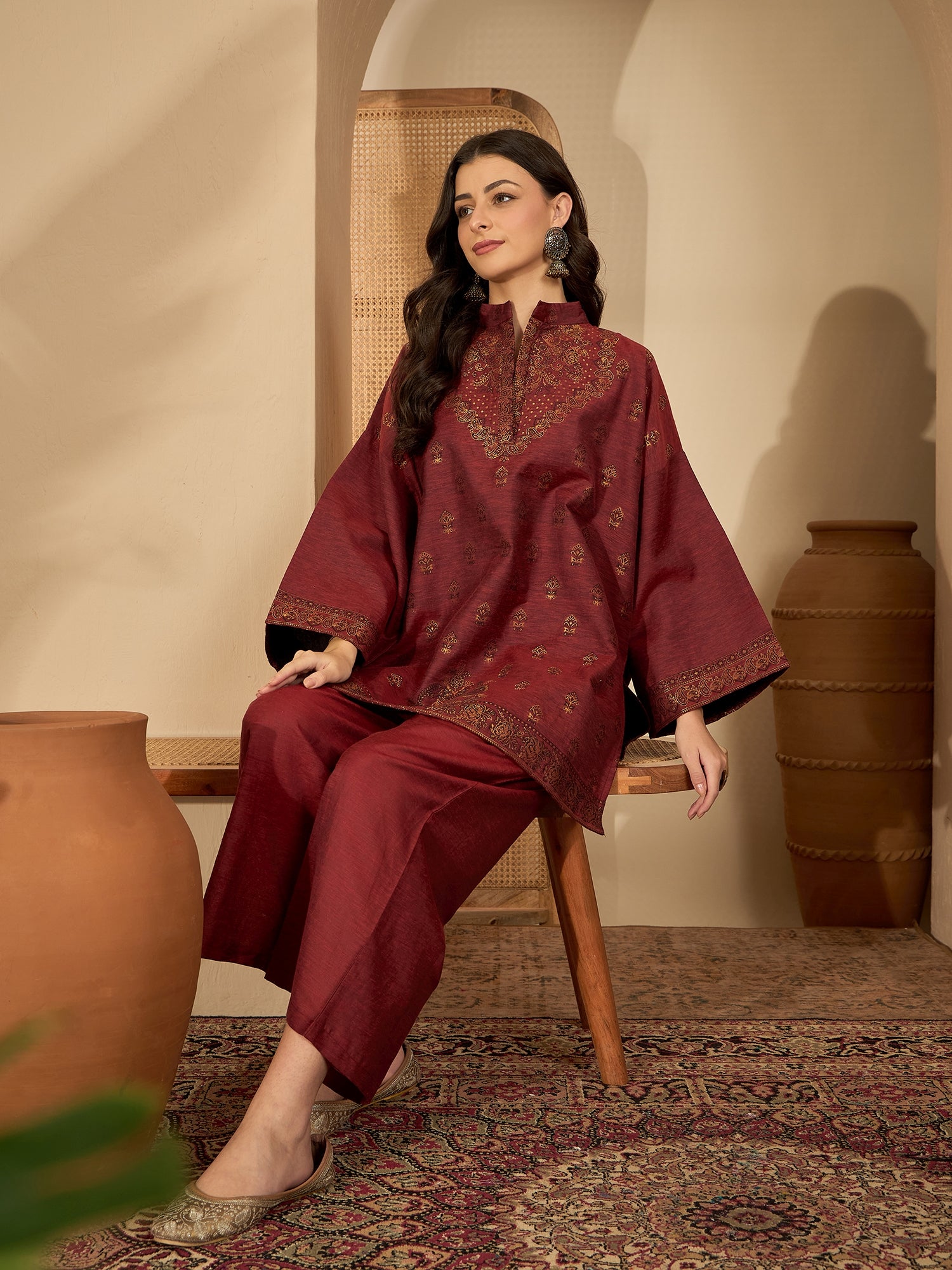 Women Maroon Co-ord Set