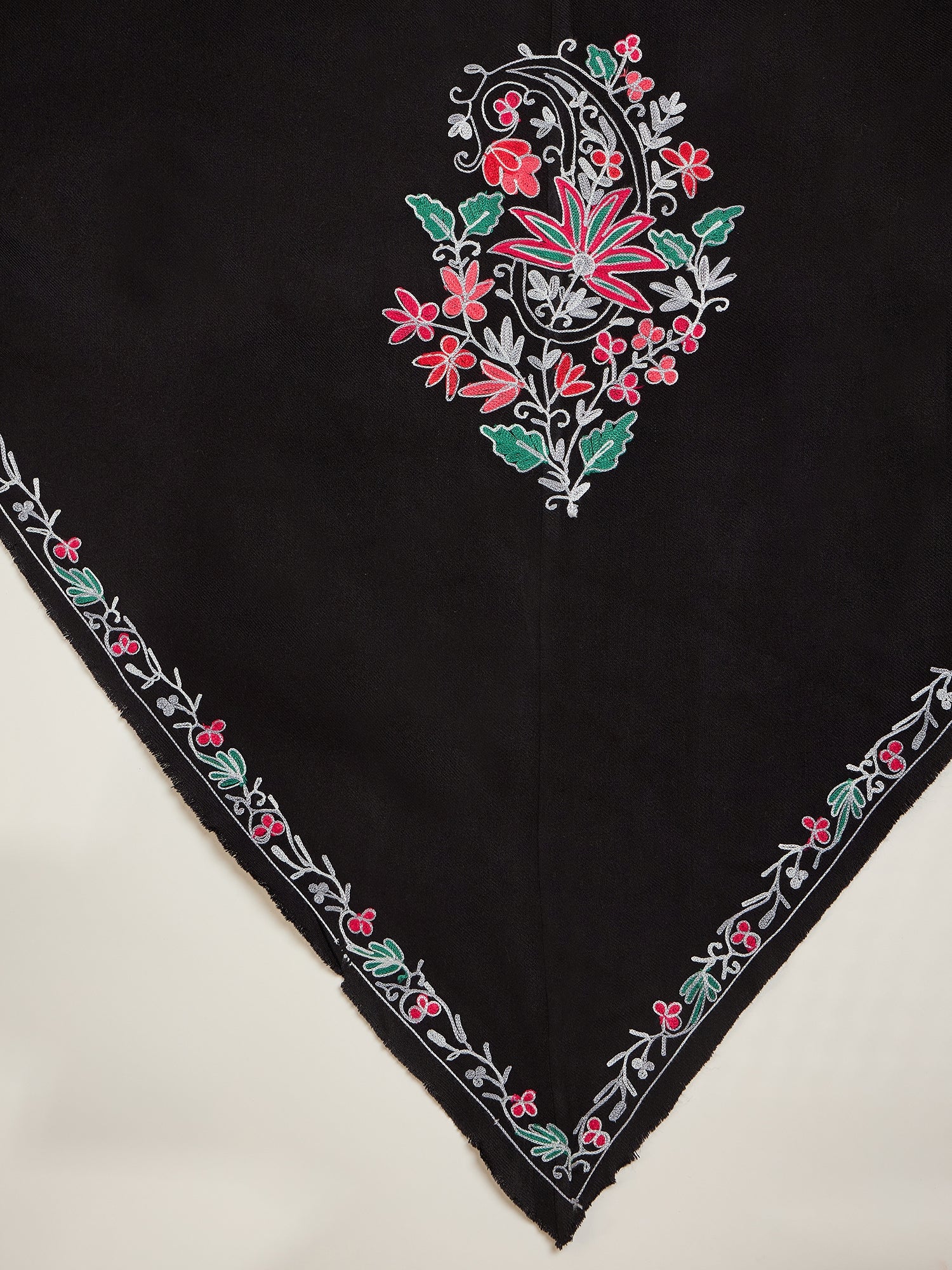 Women Black Floral Aari Embroidered Kashmiri Pheran Top