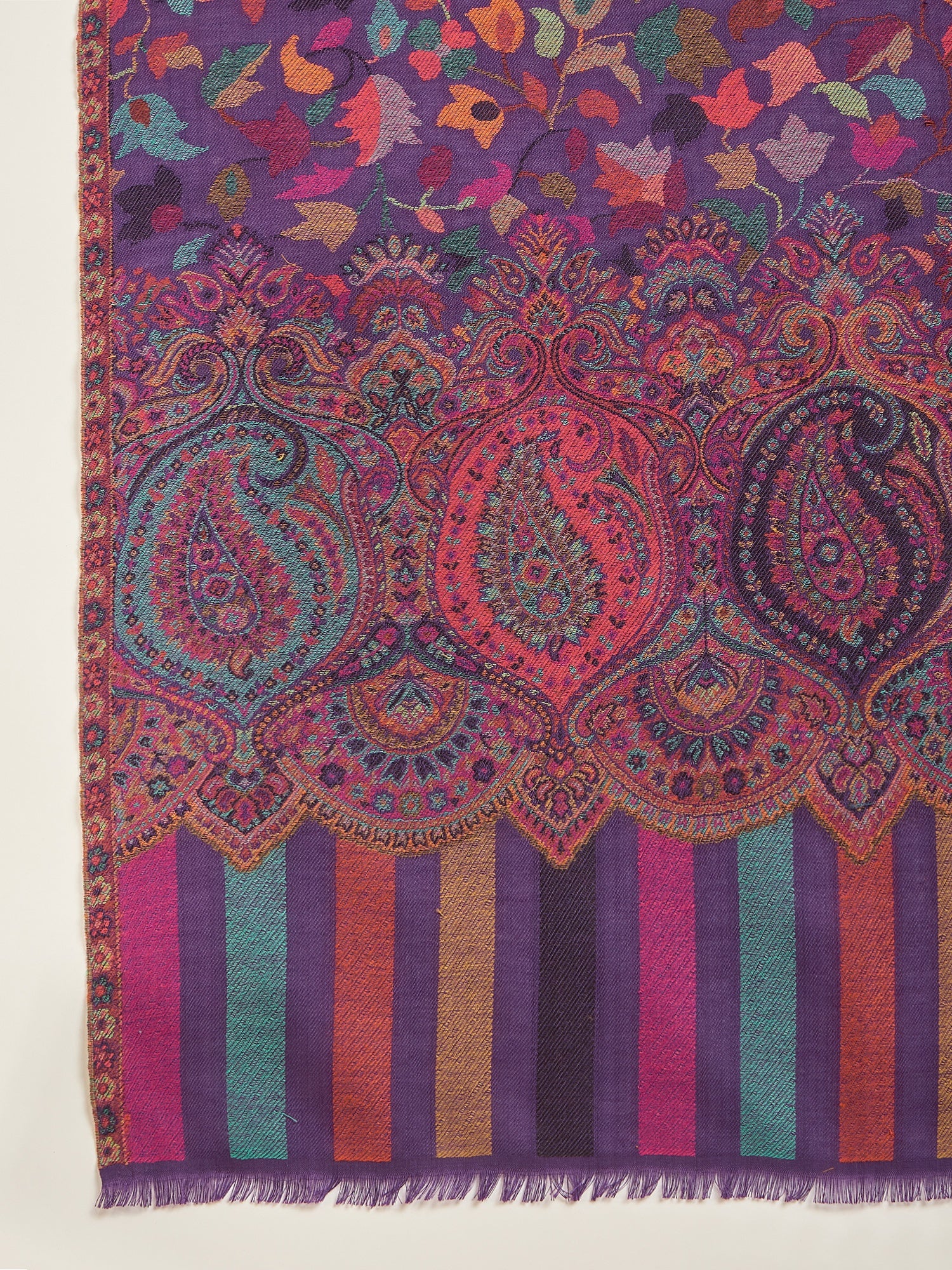 Women Purple Woollen Kashmiri Kaani Weave Shawl