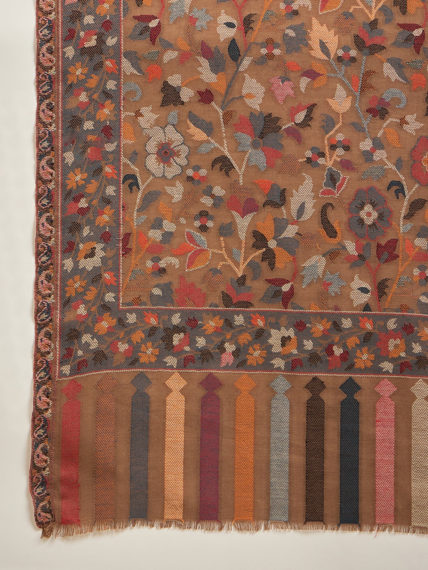 Women Beige Woollen Kashmiri Kaani Weave Shawl