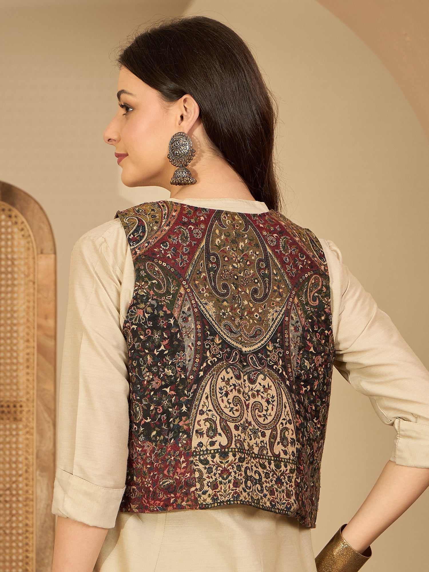 Kumud | Women Black Beige Waistcoat