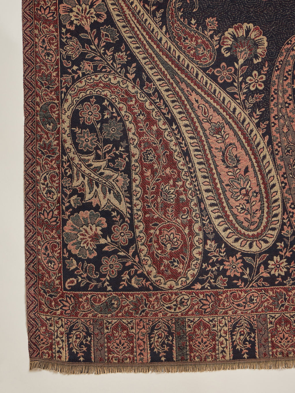 Women Black Beige Kashmiri Kaani Weave Shawl