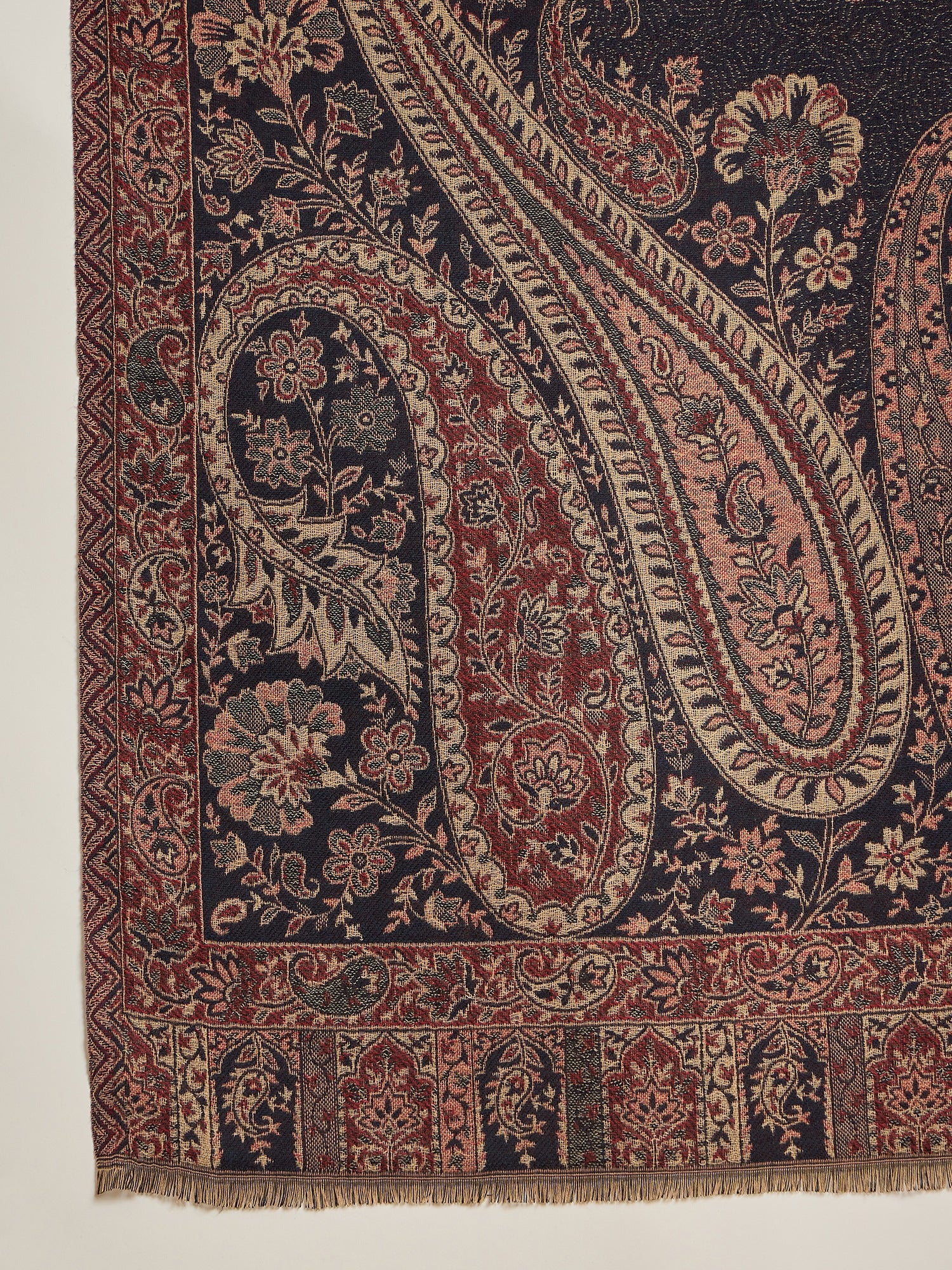 Women Black Beige Kashmiri Kaani Weave Shawl