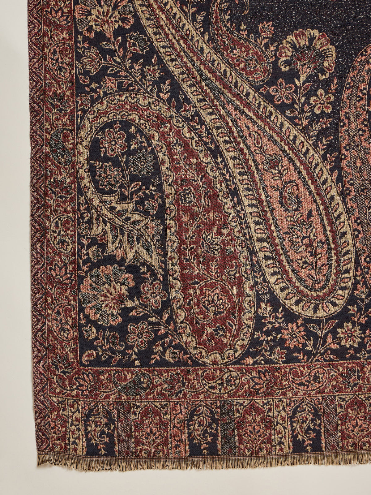 Women Black Beige Kashmiri Kaani Weave Shawl