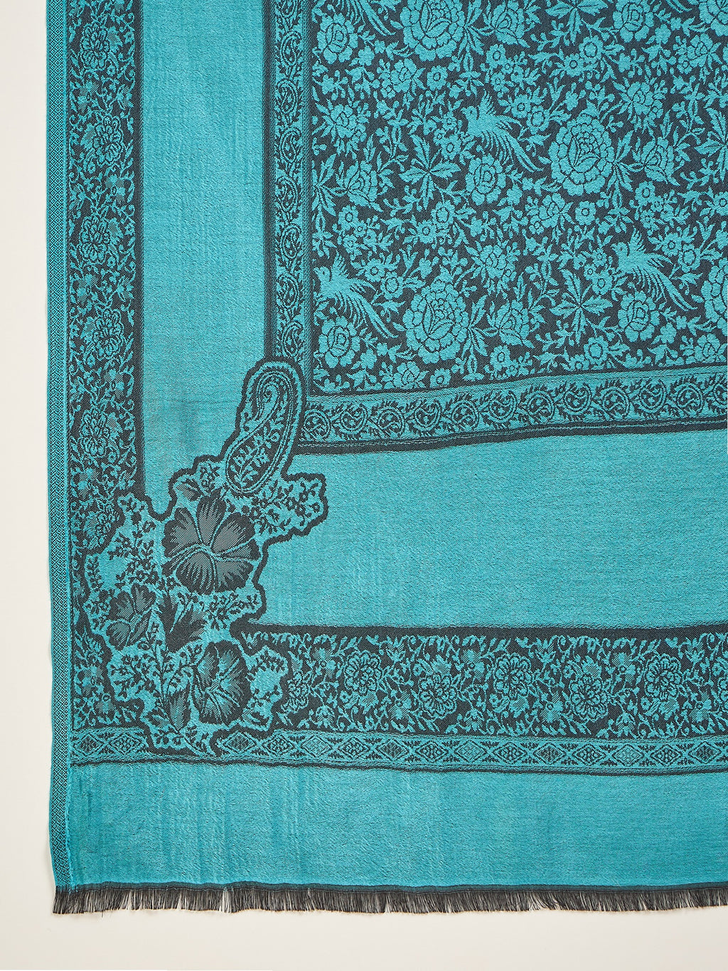 Women Ferozi Black Kashmiri Kaani Weave Stole