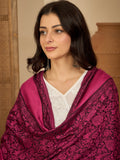 Women Pink Black Kashmiri Kaani Weave Stole