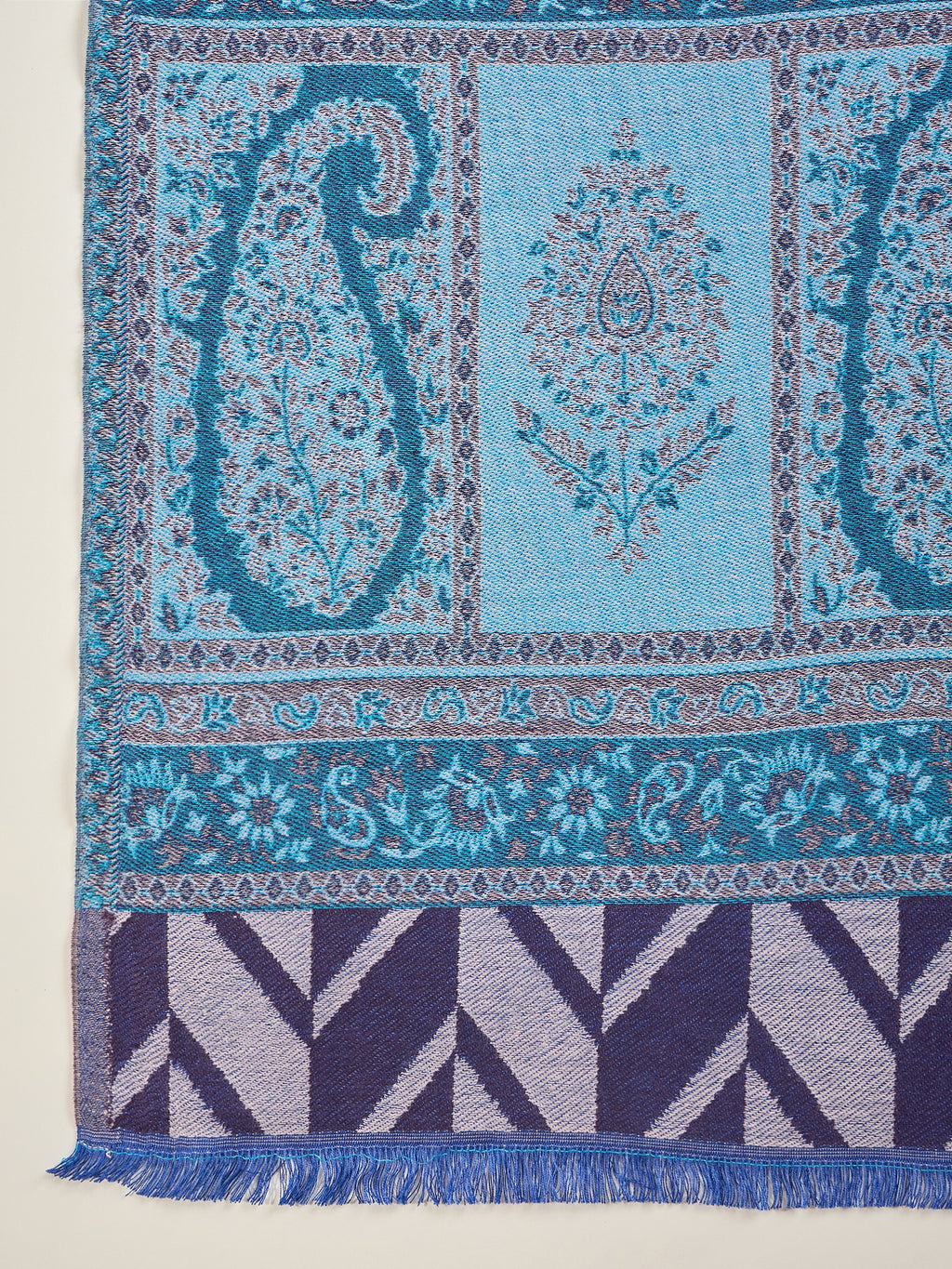 Women Purple Acrylic Kashmiri Kaani Weave Stole