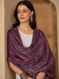 Women Purple Paisley Kashmiri Kaani Weave Stole