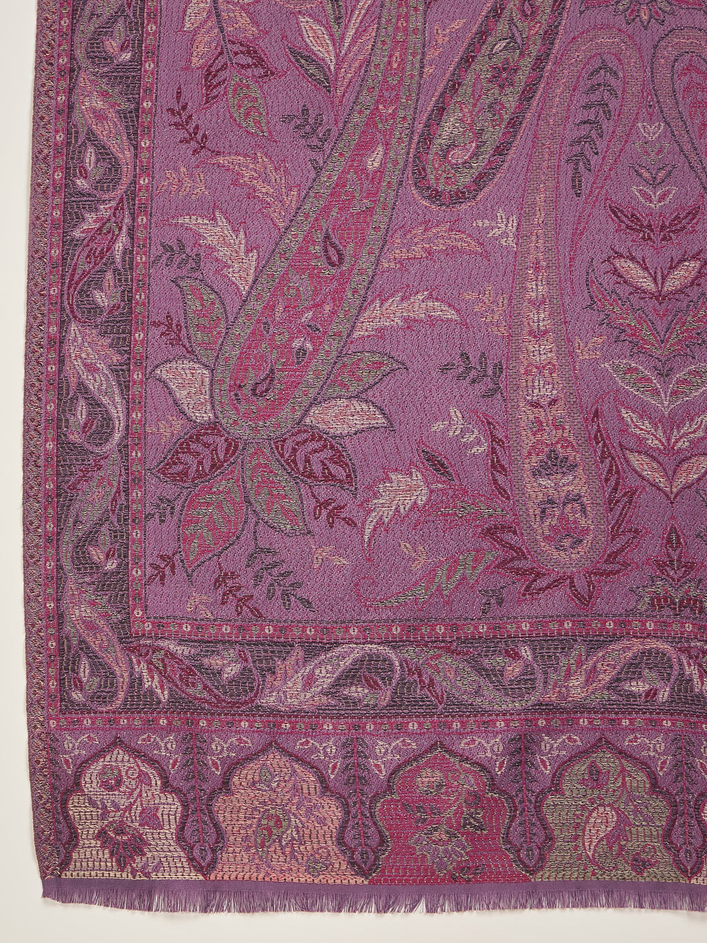 Women Purple Paisley Kashmiri Kaani Weave Stole