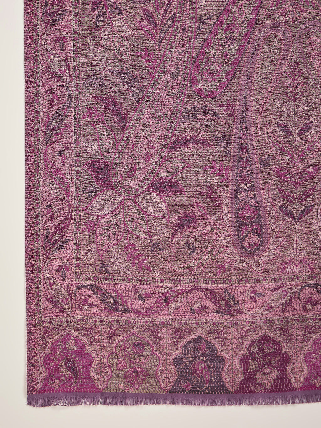 Women Purple Paisley Kashmiri Kaani Weave Stole