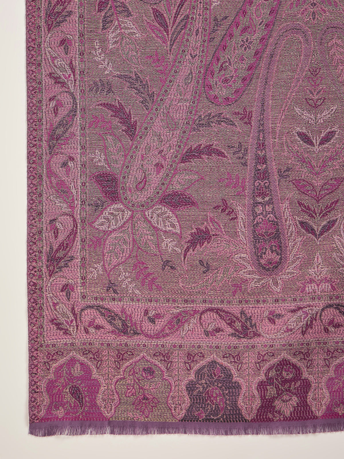 Women Purple Paisley Kashmiri Kaani Weave Stole