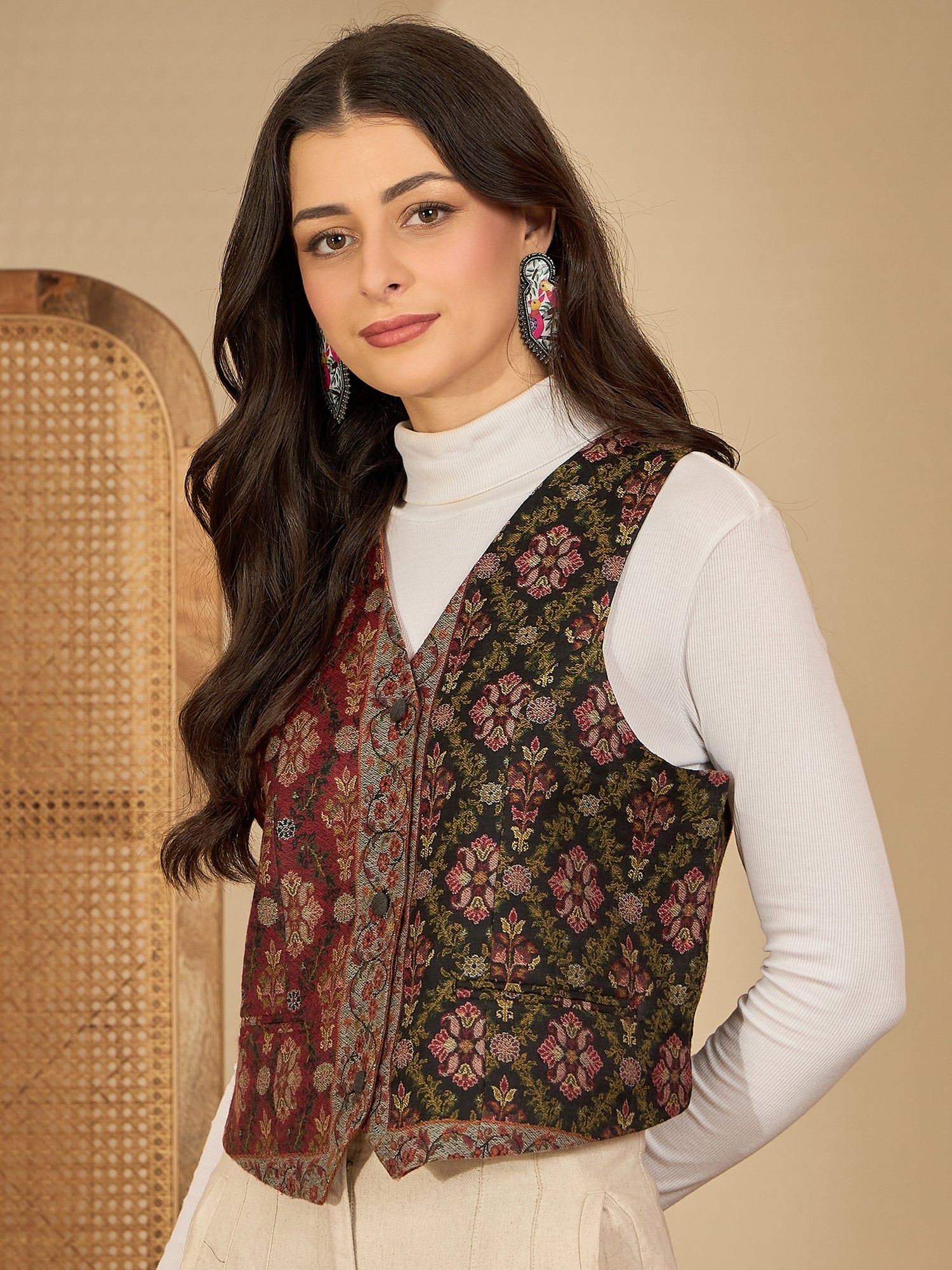 Triveni | Women Tricolor Waistcoat