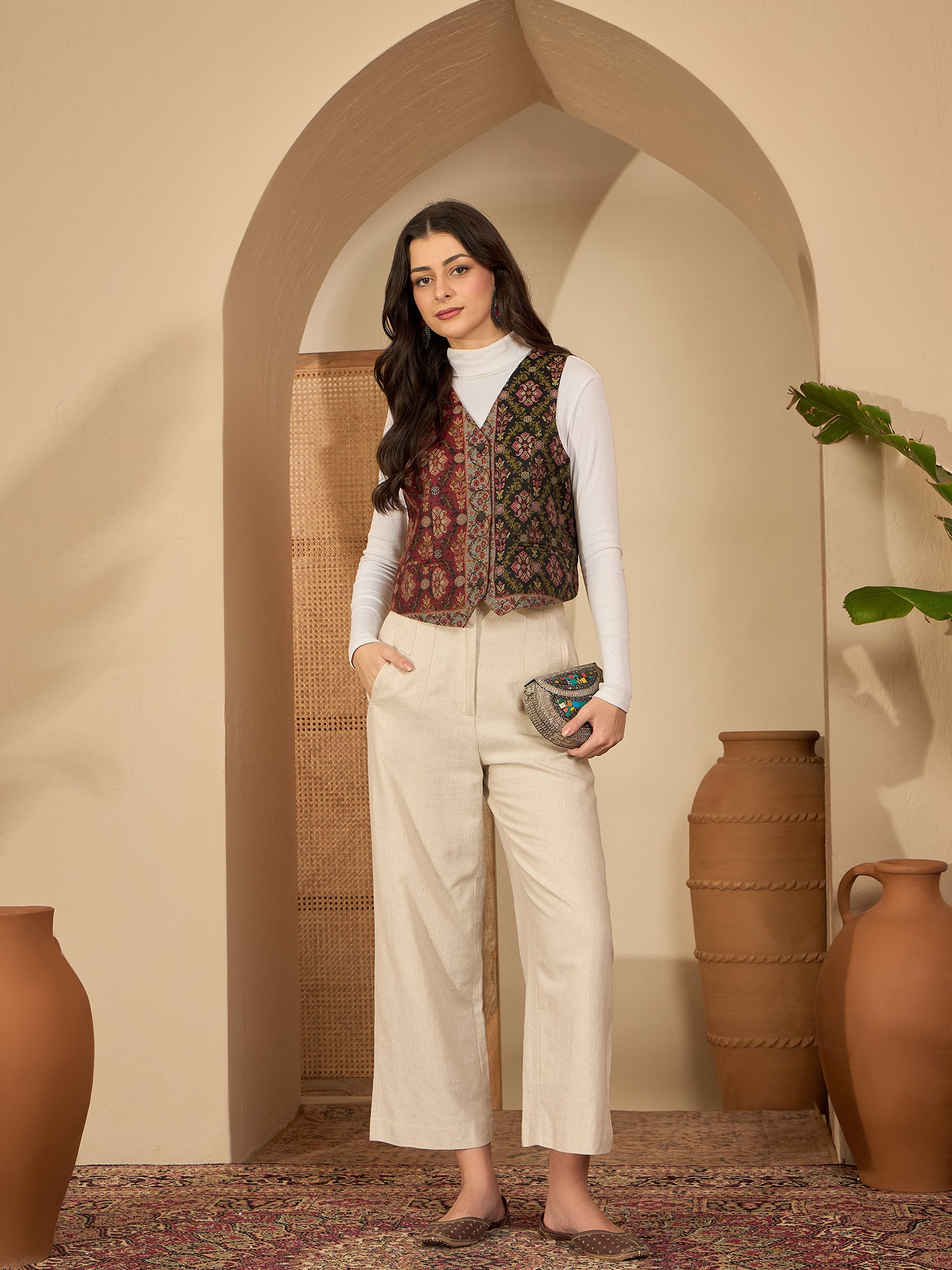 Triveni | Women Tricolor Waistcoat