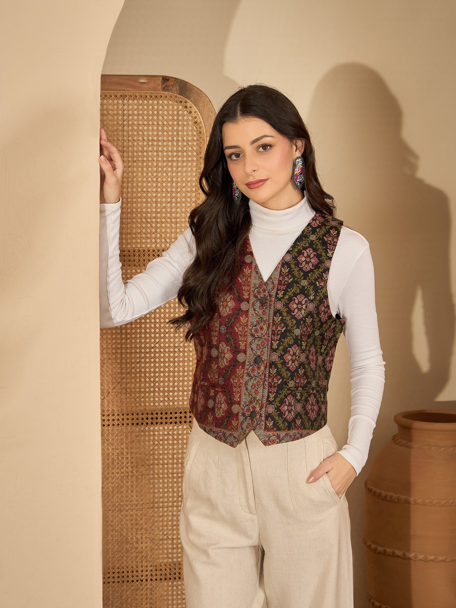 Triveni | Women Tricolor Waistcoat