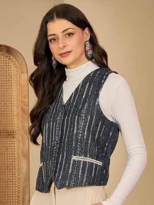 NeelKaar | Women Blue Waistcoat