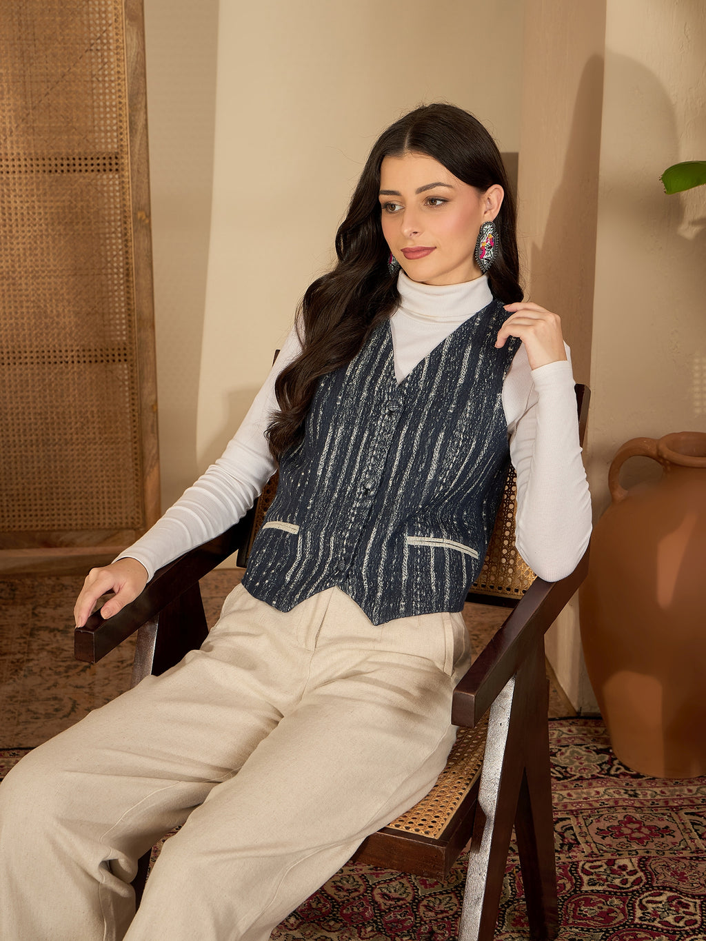 NeelKaar | Women Blue Waistcoat