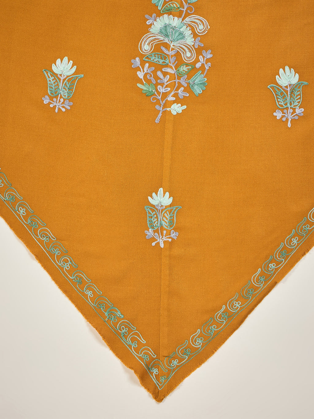 Women Mustard Floral Aari Embroidered Kashmiri Pheran Top