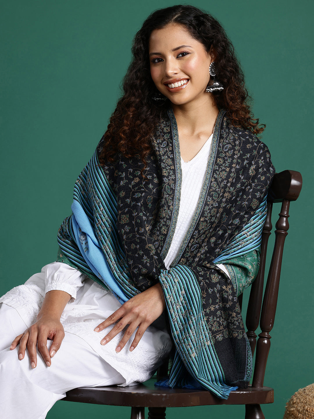 Floral Woven Design Shawl