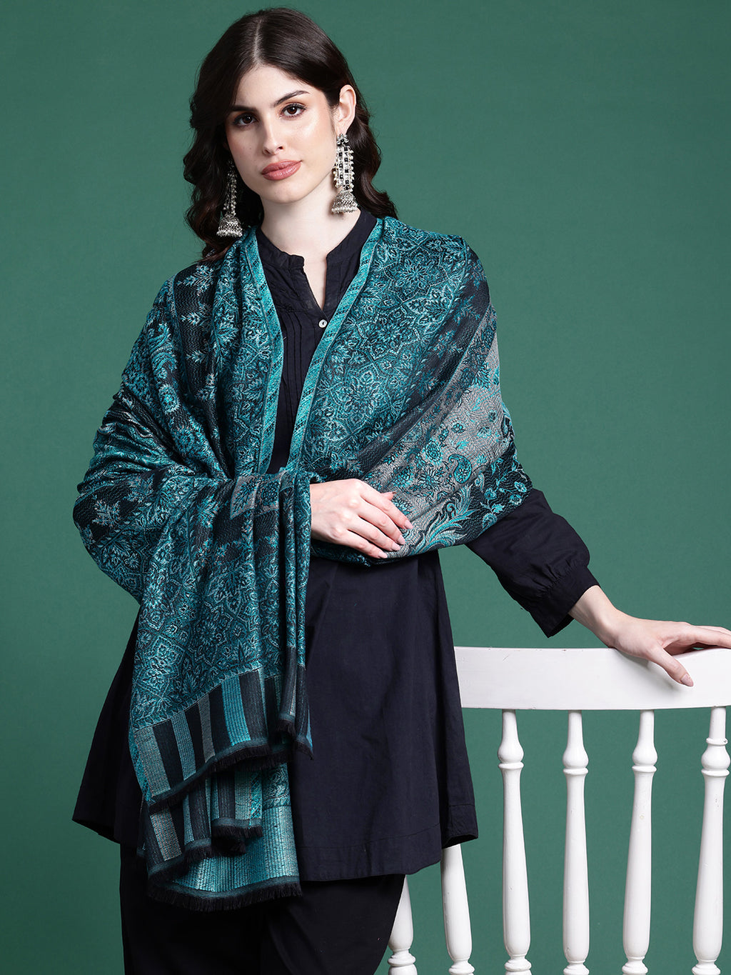 Floral Woven Design Shawl