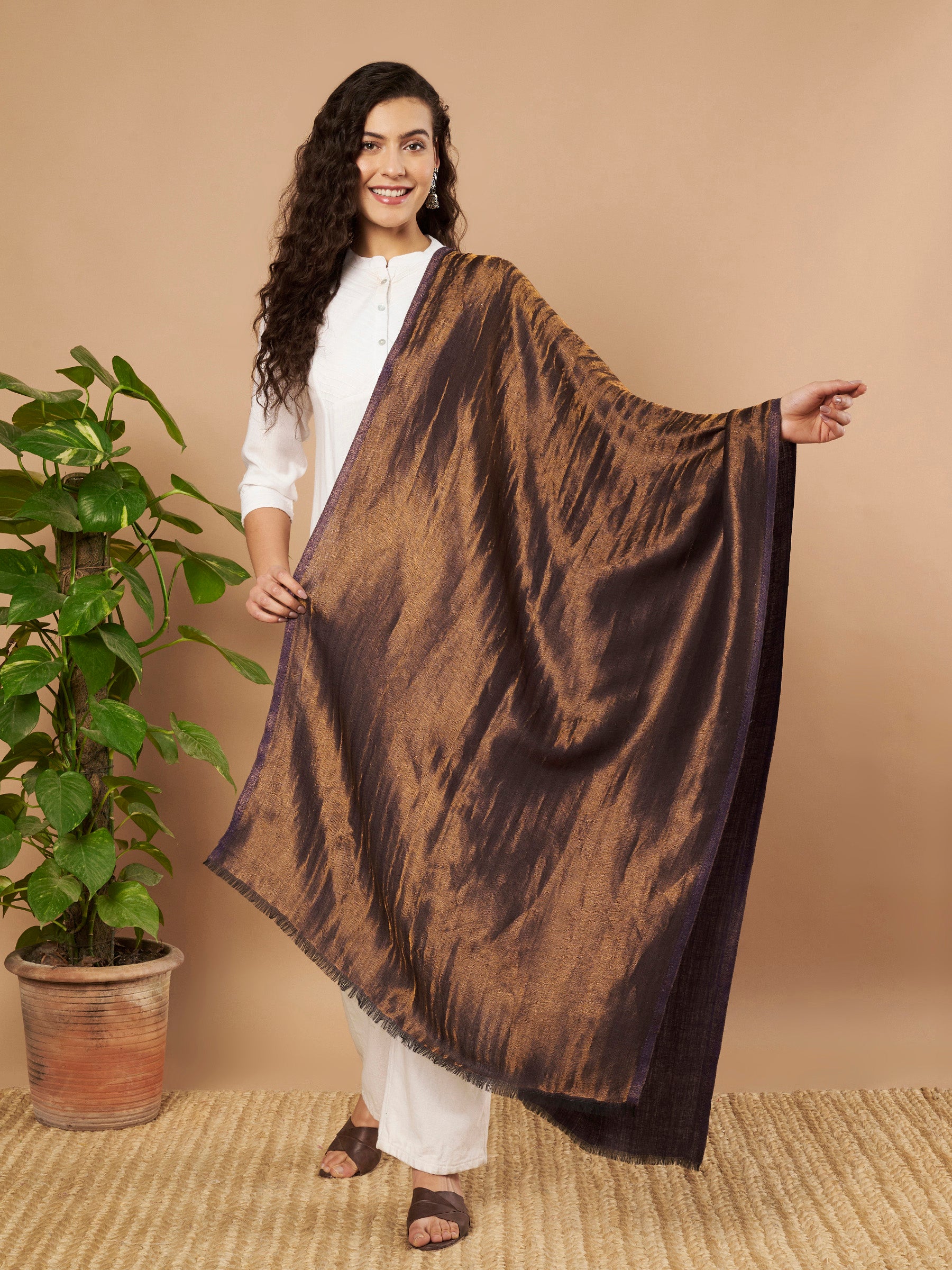 Zari Reversible Stole - Blue