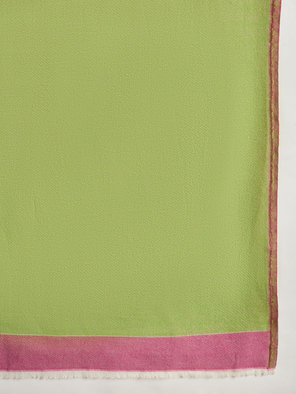 Reversible women's stole in rose pink and pistachio green, crafted in a soft cashmere-feel weave with elegant contrast borders, styled in two different ways.